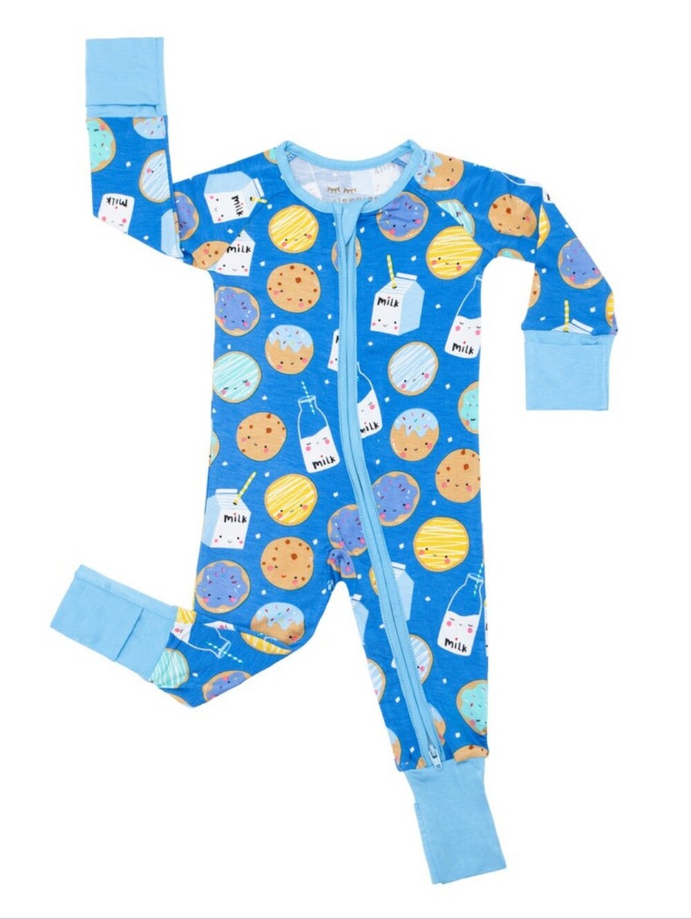 Little Sleepies Cookies & Milk Blue Bamboo Zippy Pajamas